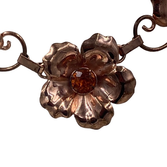 Vintage 1940's Retro Modern Sterling Rose Gold Vermeil Choker Necklace - Picture 3 of 9